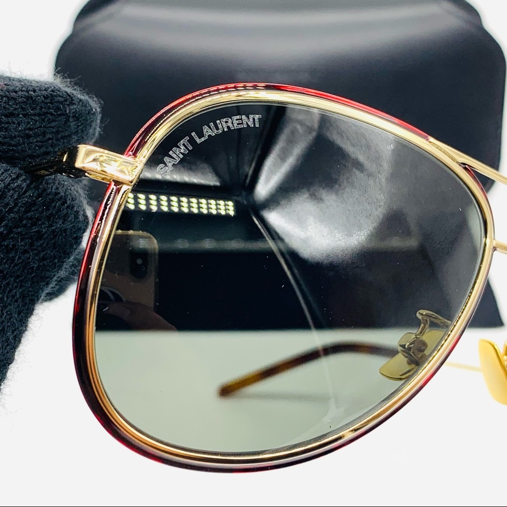 Saint Laurent SL294 Aviator Sunglasses Havana Gold - Picture 14 of 16